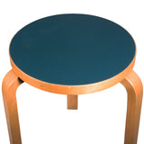 Alvar Aalto Teal Linoleum Three Leg Stool 1950's