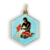 David Andersen Sterling Silver Gilt & Enamel Zodiac Pendant or Charm Aquarius