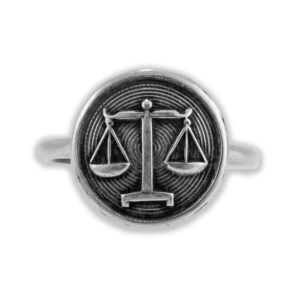 David Andersen Sterling Silver Zodiac Ring Libra Resizable