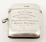 Sterling Silver Vesta Match Safe RMS Steamer Nigeria Coronation Naval History 1902