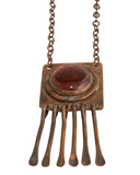 Rafael Canada Modernist Pendant Necklace in Copper with Orange Glass Stone