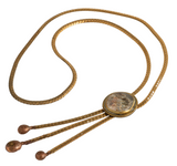 Rafael Canada Modernist Trudy Necklace in Brass with Clear Glass Stone